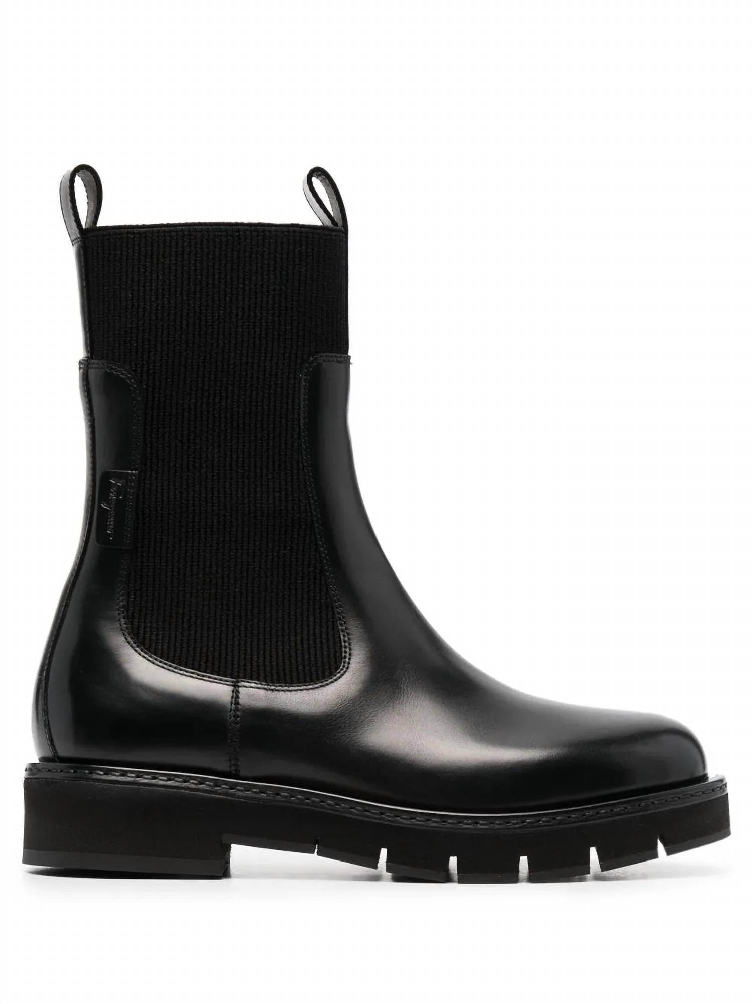 Salvatore Ferragamo - Women's Cleated-sole Leather Chelsea Boots