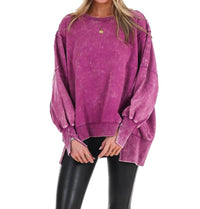 Zenana - Lovely Life Acid Wash Sweatshirt