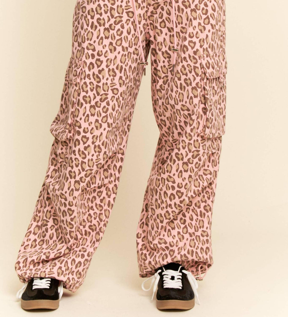 Davi & Dani - Animal Washed Leopard Denim Elastic Pants