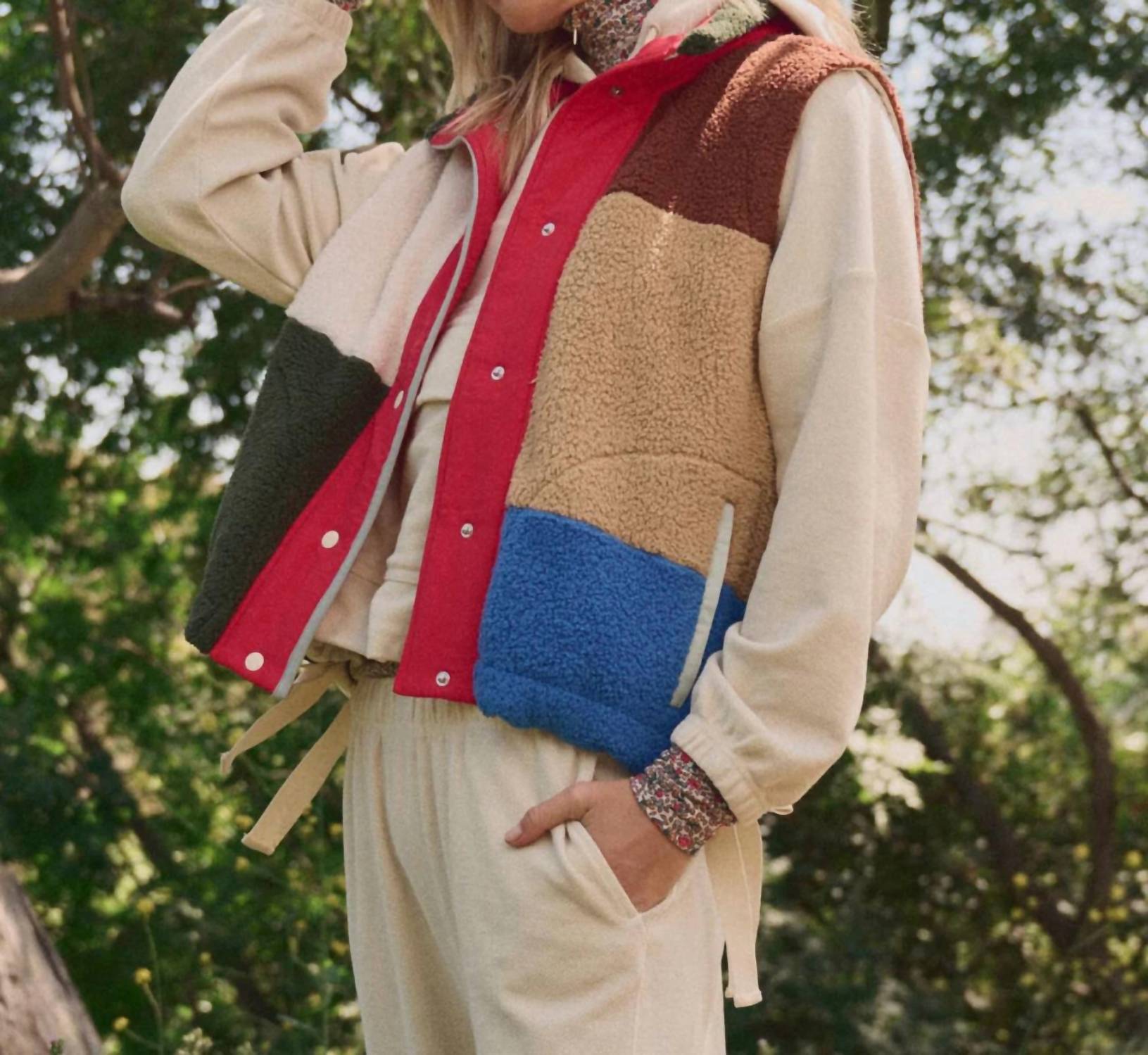 The Great. - Plush Color Block Sierra Vest