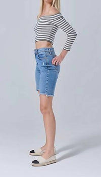 Sneak Peek - Bermuda Shorts With Slight Hip Distressing