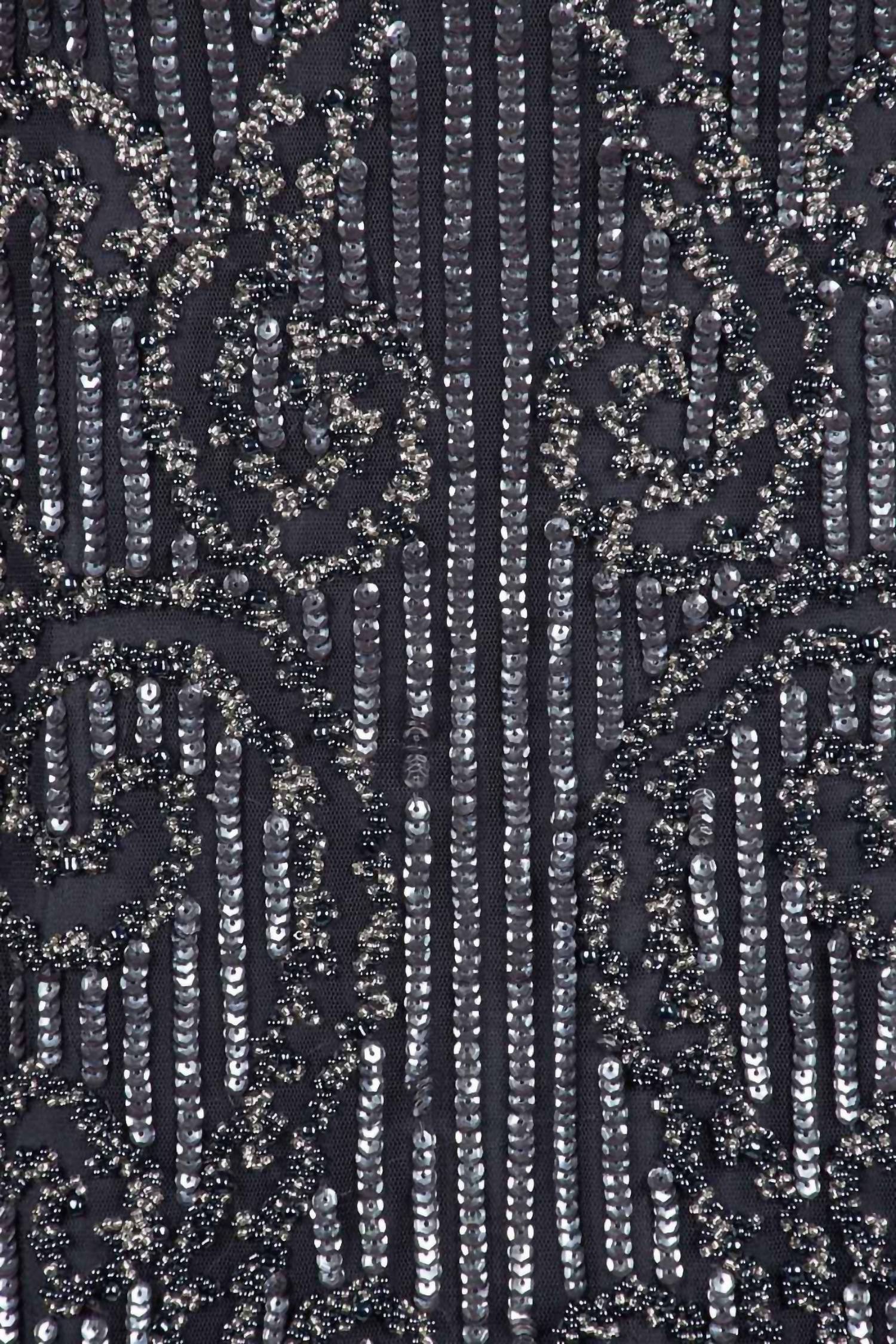 Aidan Mattox - Short Sleeve Embellished Mesh Dress