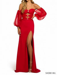 Sherri Hill Strapless Evening Dress in red - women's dress