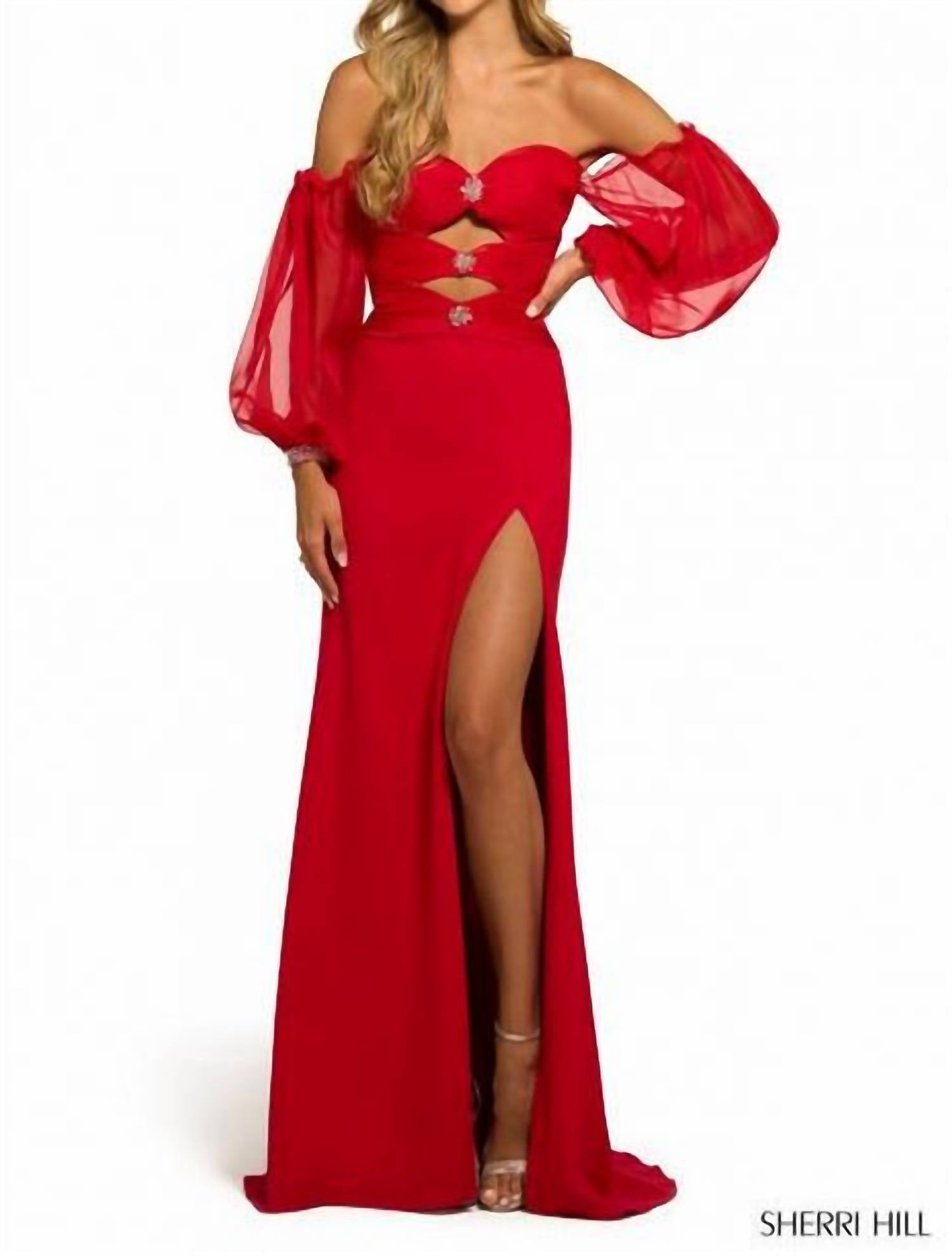 Sherri Hill Strapless Evening Dress in red - women's dress