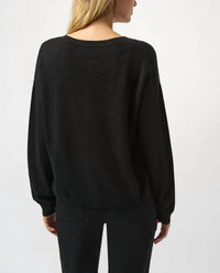 Joseph Ribkoff V-neck Long Sleeve Sweater Top in black - women's sweater - alternate view
