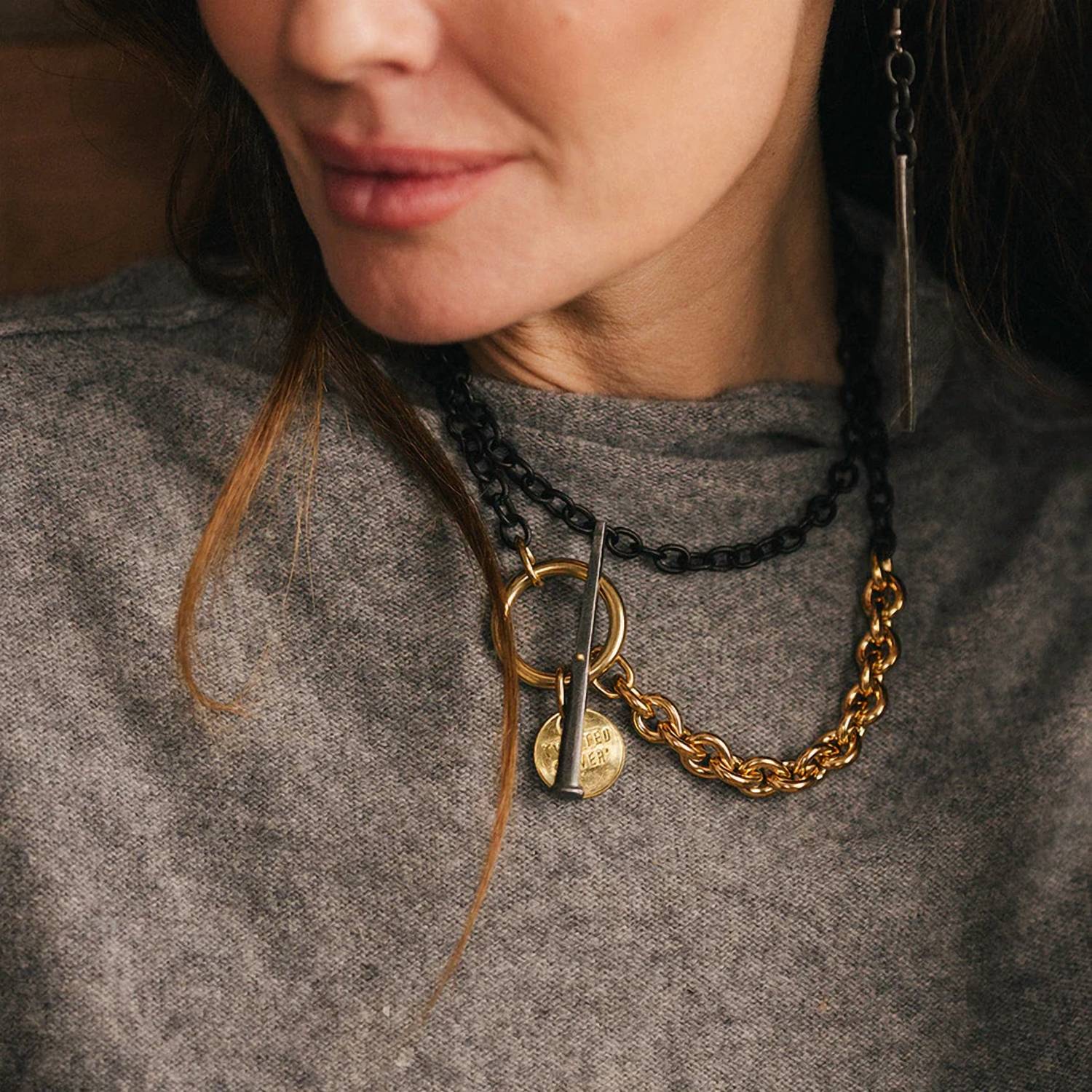 Twisted Silver Jewelry - Chunky Mixed Metal Necklace