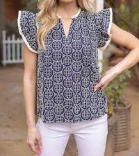 Voy - Sandra Flutter Sleeve Top
