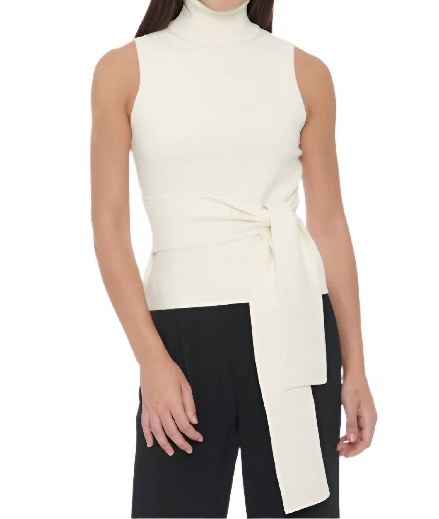 Toccin - Celeste Sleeveless Tie-front Turtleneck Top