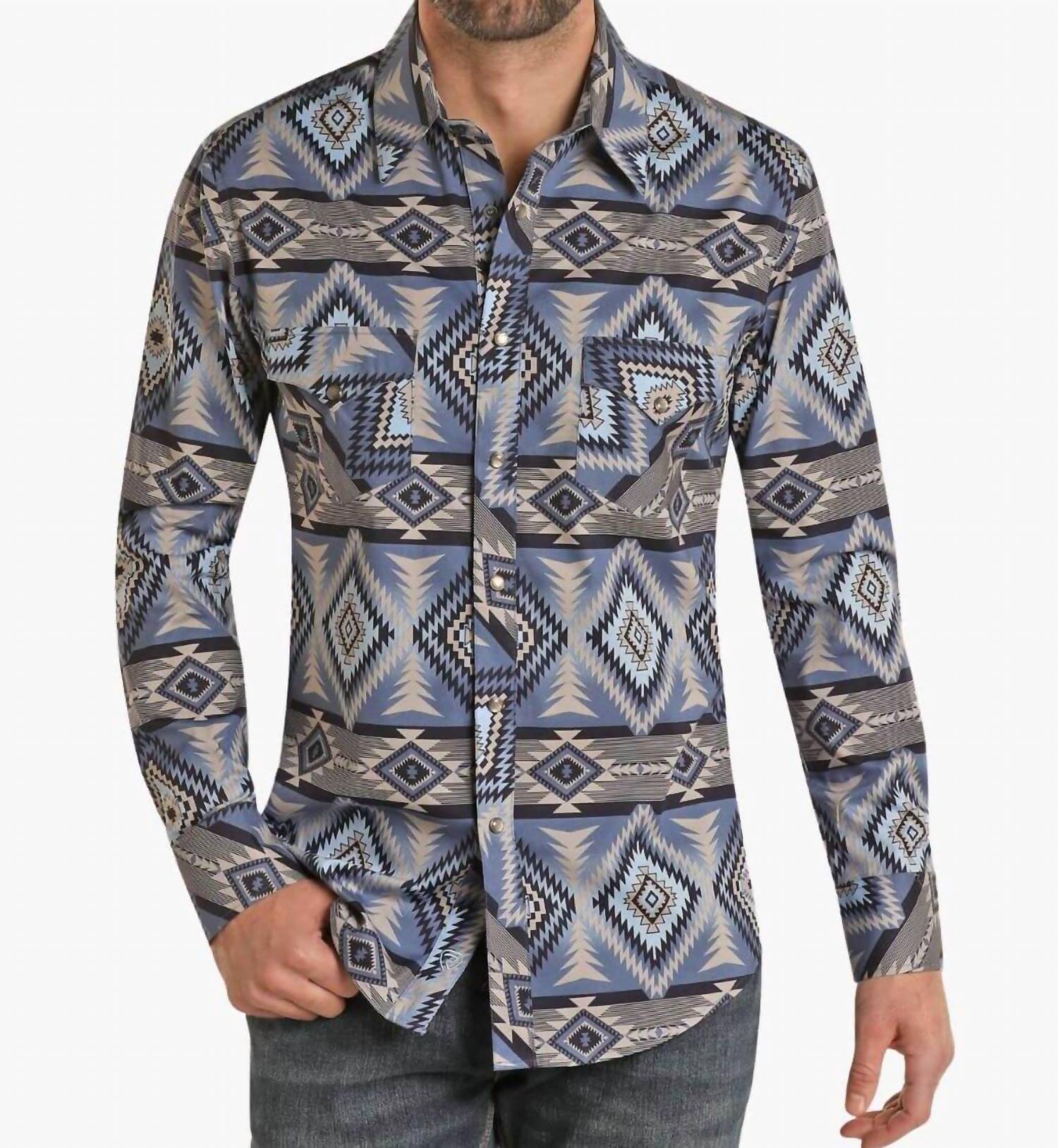 Rock & Roll Denim - Modern Fit Aztec Snap Shirt