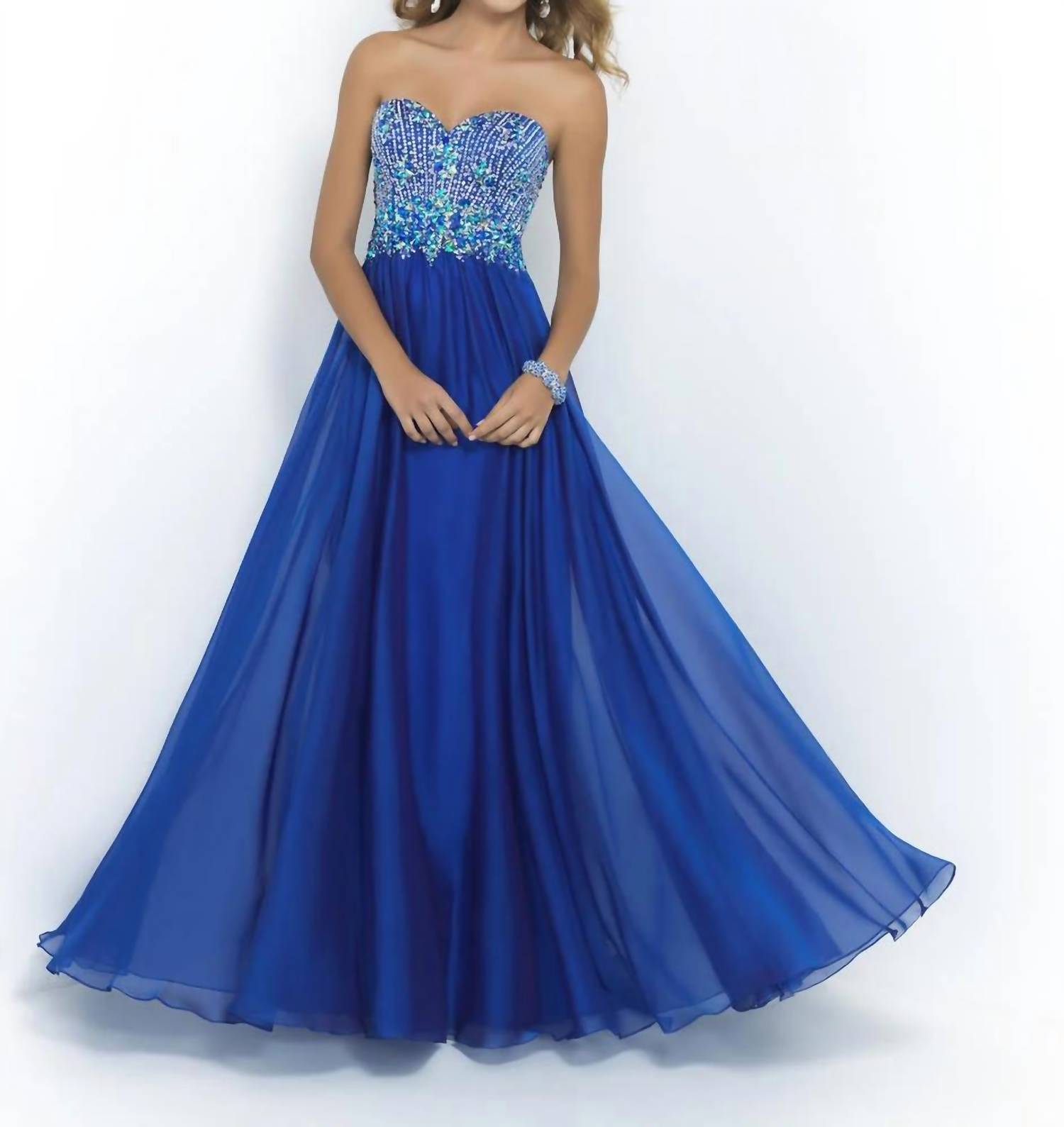 Blush Prom - Ab Stones Strapless Chiffon Gown