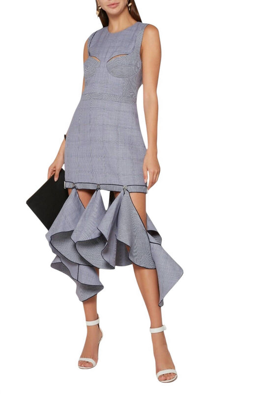 Dion Lee - Houndstooth Lingerie Bustier Dress with Detachable Ruffle