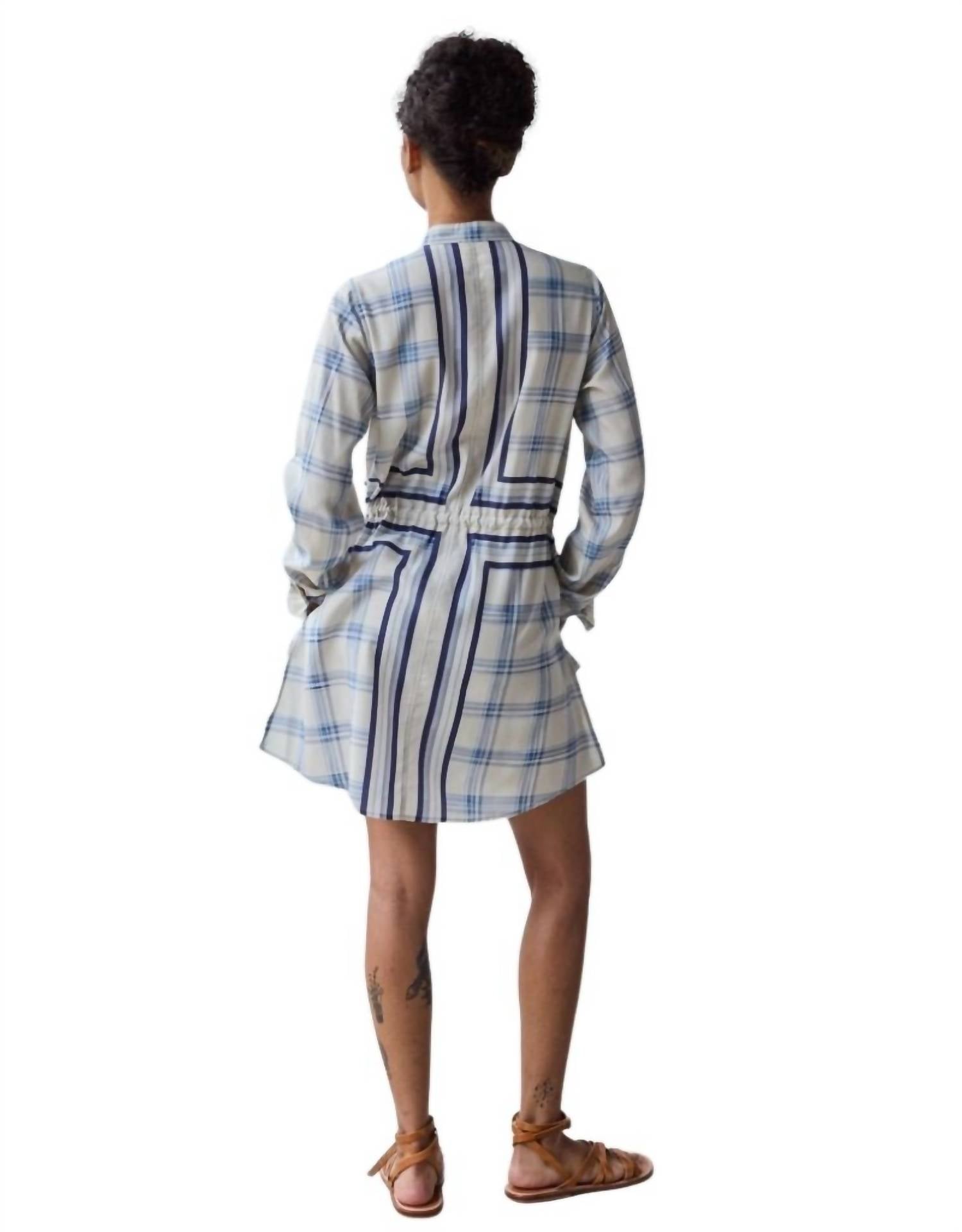 Hope For Flowers - Band Collar Mini Warp Plaid Dress