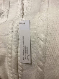 Kokun Women's V Neck Cable Sweater in white - women's sweater - detail view