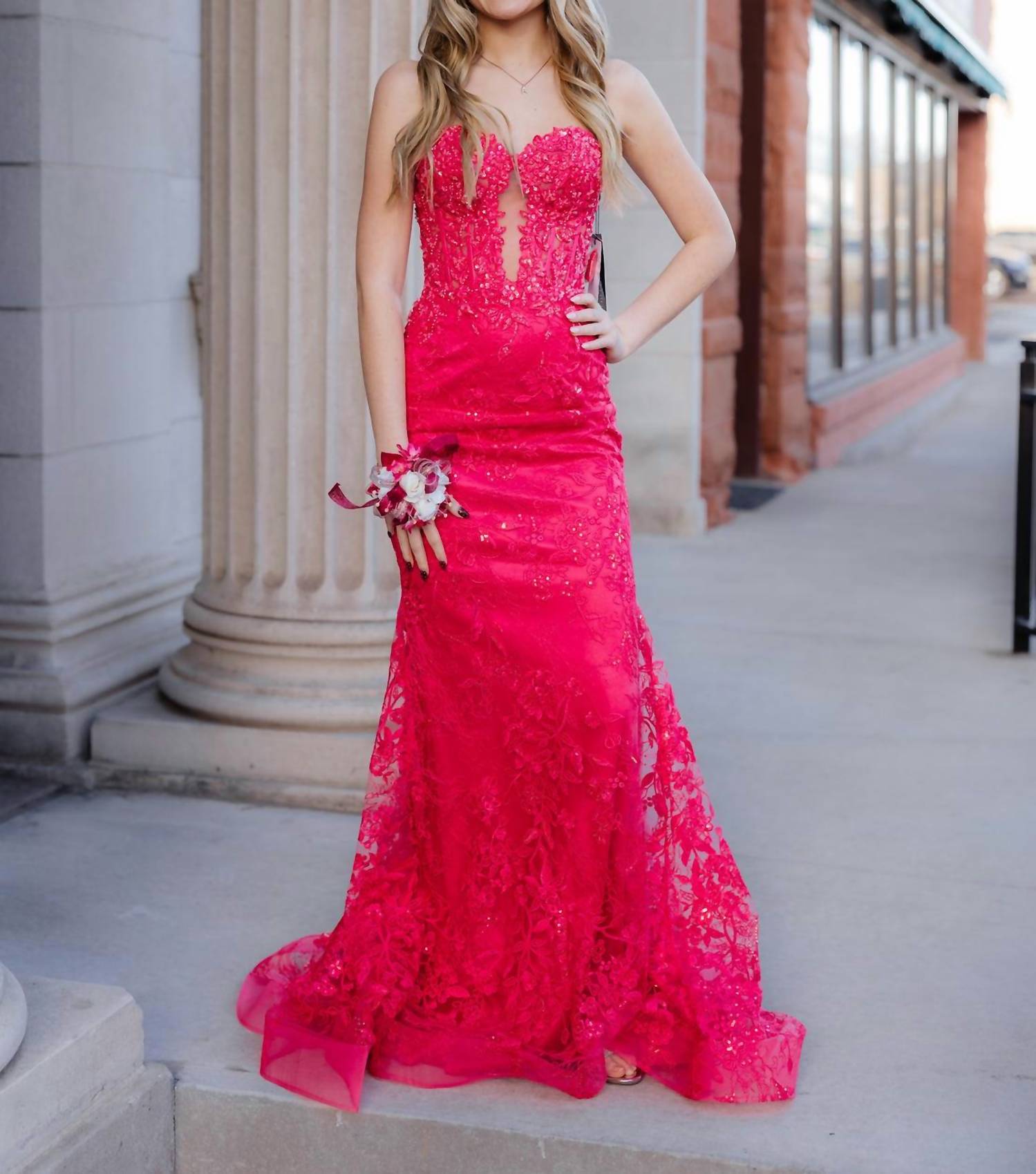 Sherri Hill Women's Prom Dress in fuchsia - women's dress - alternate view