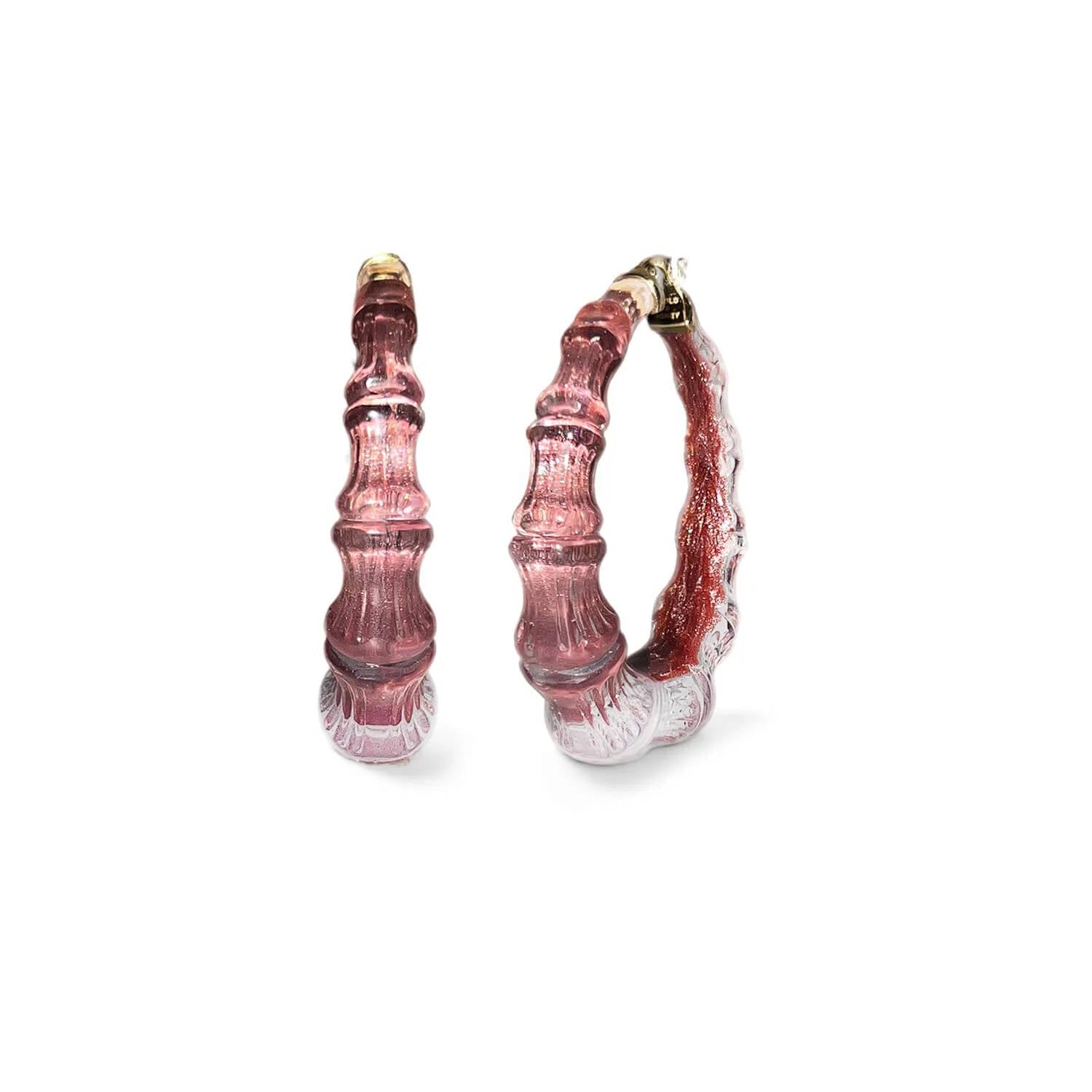 Gold & Honey - Women's Bamboo Illusion Lucite Hoop Earrings