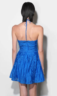 Greylin - Callie Embroidered Halter Mini Dress