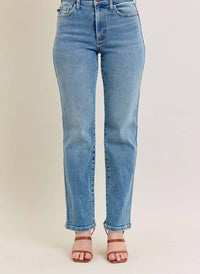 Judy Blue Monroe High Rise Straight Leg Jean in medium blue - women's jeans