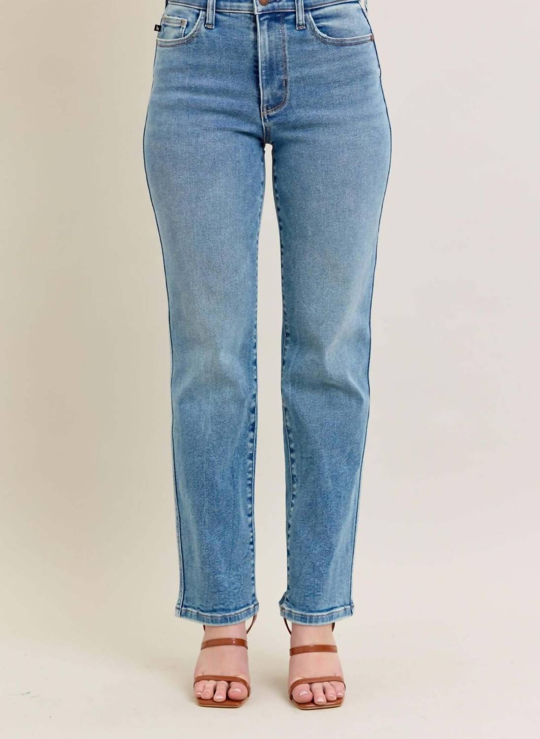 Judy Blue Monroe High Rise Straight Leg Jean in medium blue - women's jeans