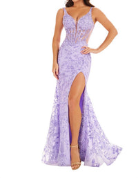 Ellie Wilde - Embroidered Tulle Lace Mermaid Prom Dress