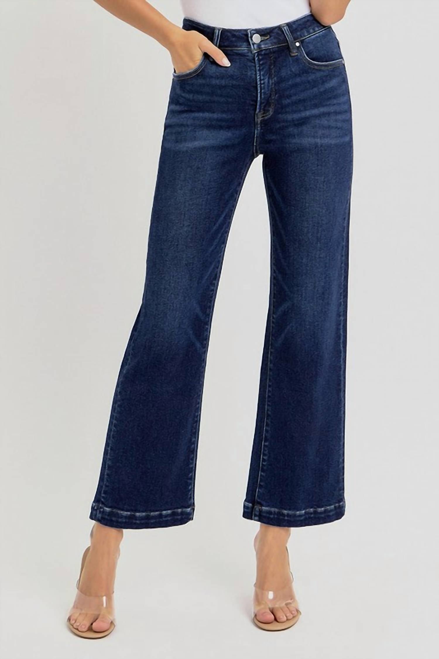 Risen - Tinsley Tummy Control High Rise Crop Wide Jeans
