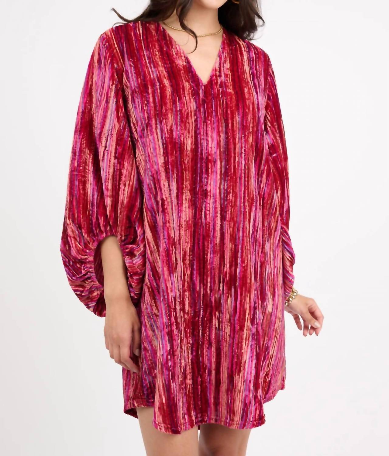 Ivy Jane - V-Neck Velvet Striped Dress