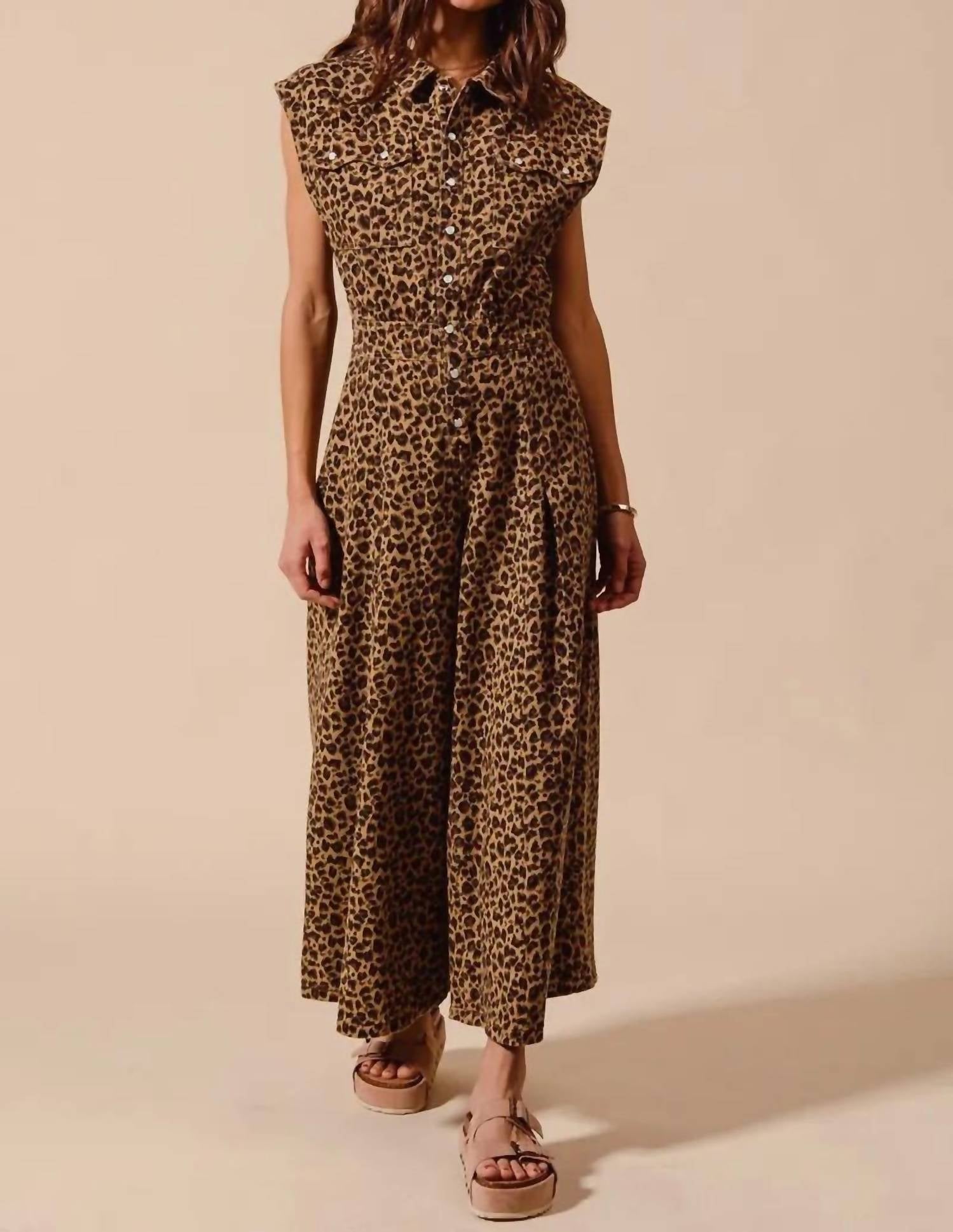 So Me - Wide Leg Twill Overalls Jumpsuit