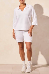 Tribal - 3/4 Sleeve Henley Top With Side Slits