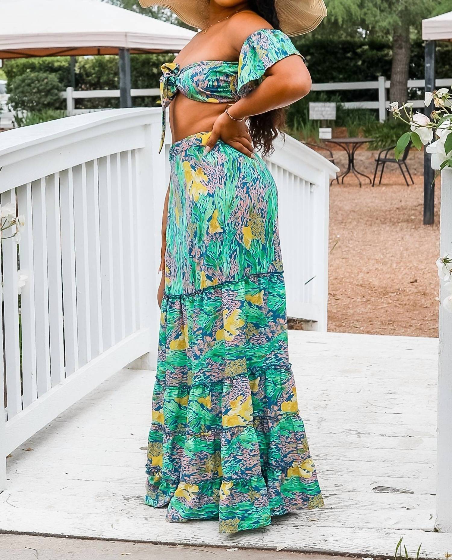 Surelymine - Get Away Printed Wrapped Maxi Skirt Set