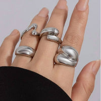 Josslyn By Wall To Wall - Women's Abstract Boho 4-piece Set Adjustable Stackable Rings
