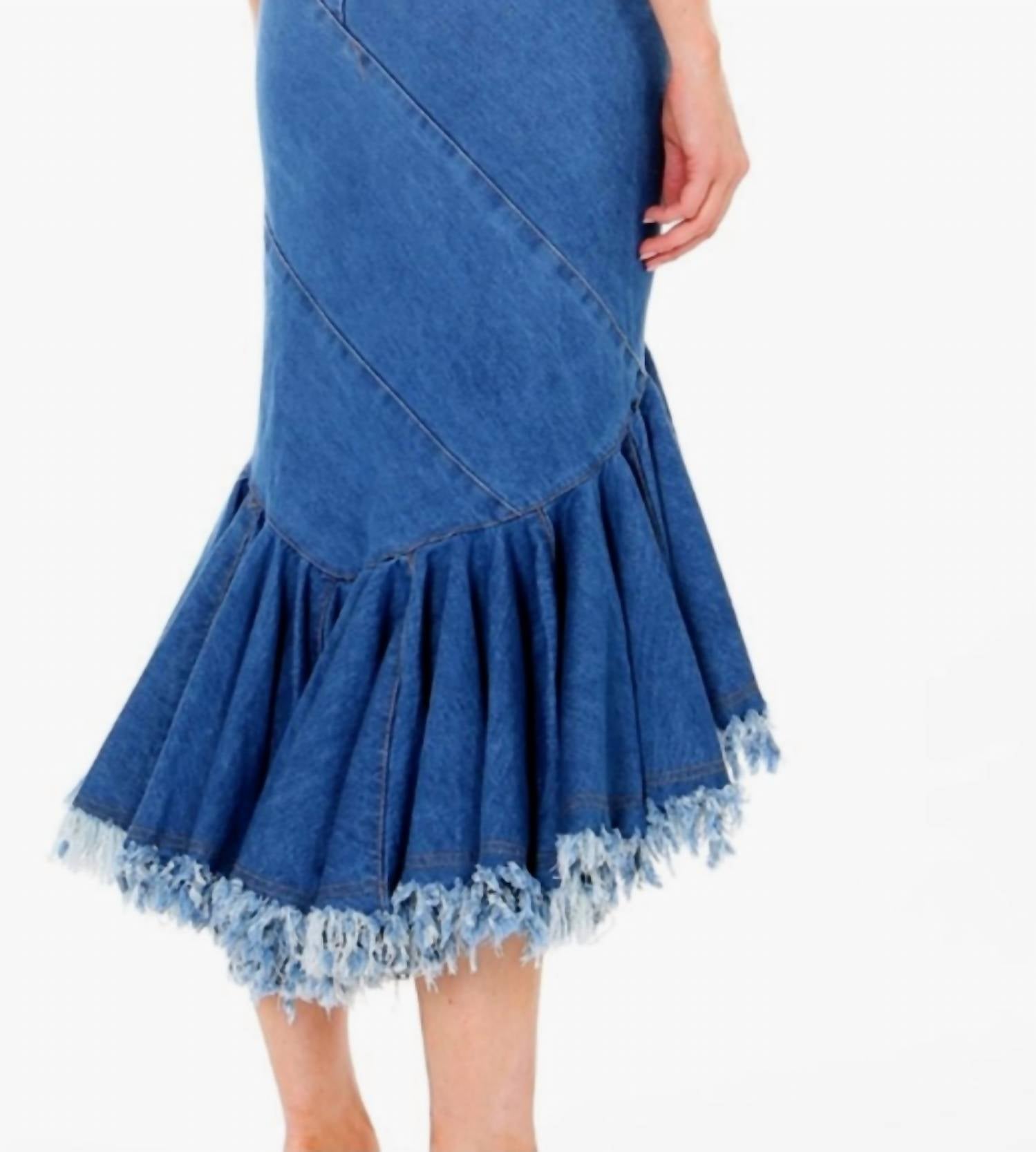 Beulahstyle - Denim Mermaid Frayed Skirt