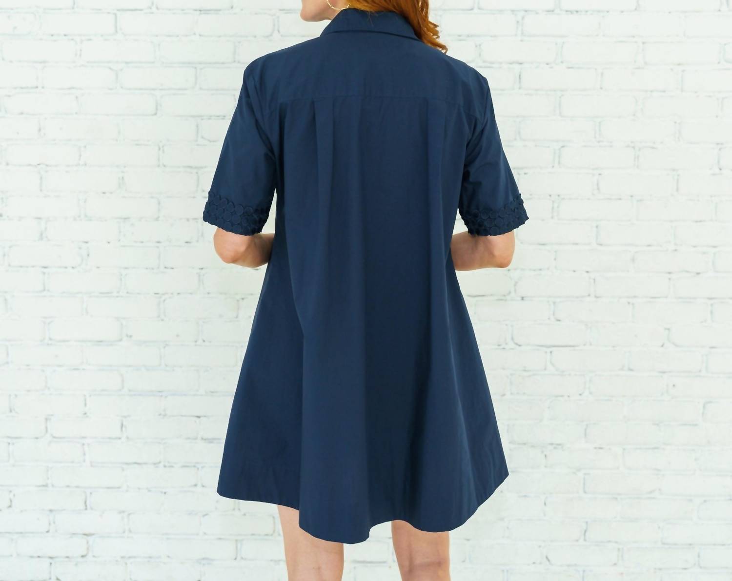 Caryn Lawn Penny Dress in navy - women's dress - detail view