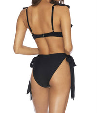 Beach Riot Sparkle Heart Lucy Bottom in black - women's swimwear - detail view