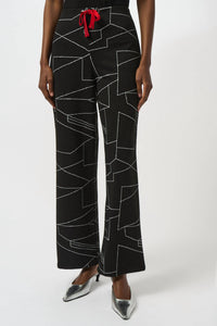 Joseph Ribkoff - Jacquard Knit Abstract Print Wide Leg Pants