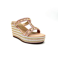 Exe Women's Valeria Wedge Sandal in pink white - women's sandal - detail view