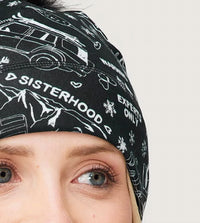 krimson klover Illustrated Beanie in graffiti black - women's hat - detail view