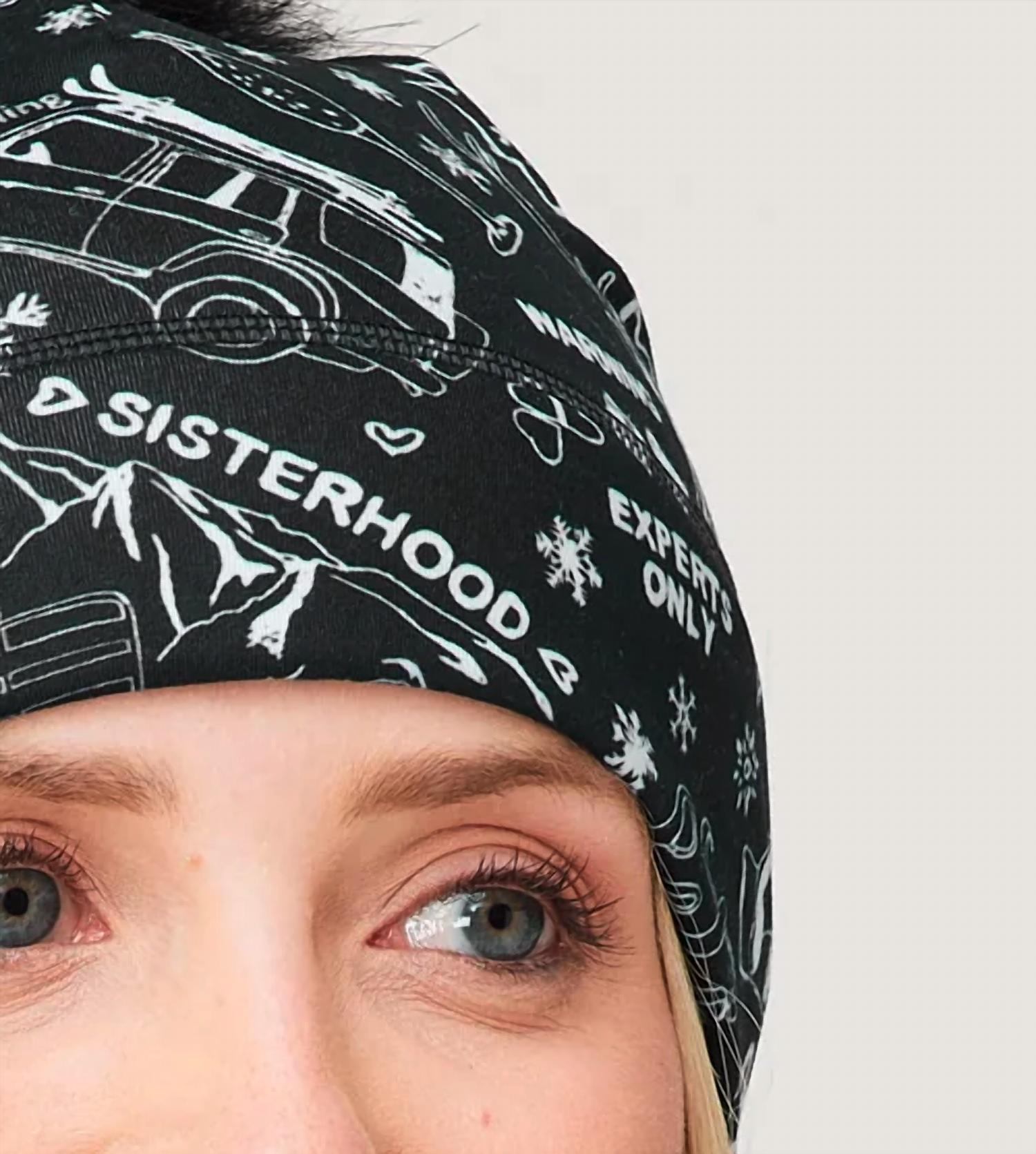 krimson klover Illustrated Beanie in graffiti black - women's hat - detail view