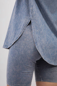 Very J - Washed Stretchy Knit Activewear Top & Shorts