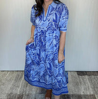Umgee - Border Print V-neck Midi Dress
