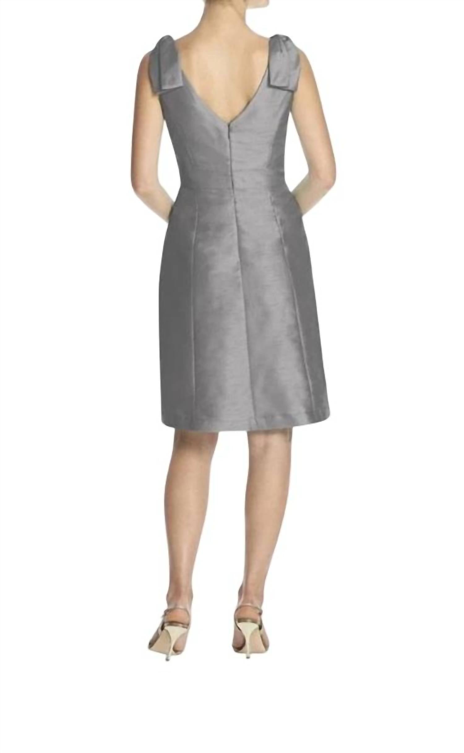 Alfred Sung - Dupioni Bow Accents Cocktail Dress