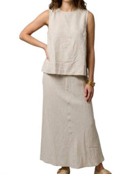 Fun 2 Fun - Linen Elastic Waist Skirt