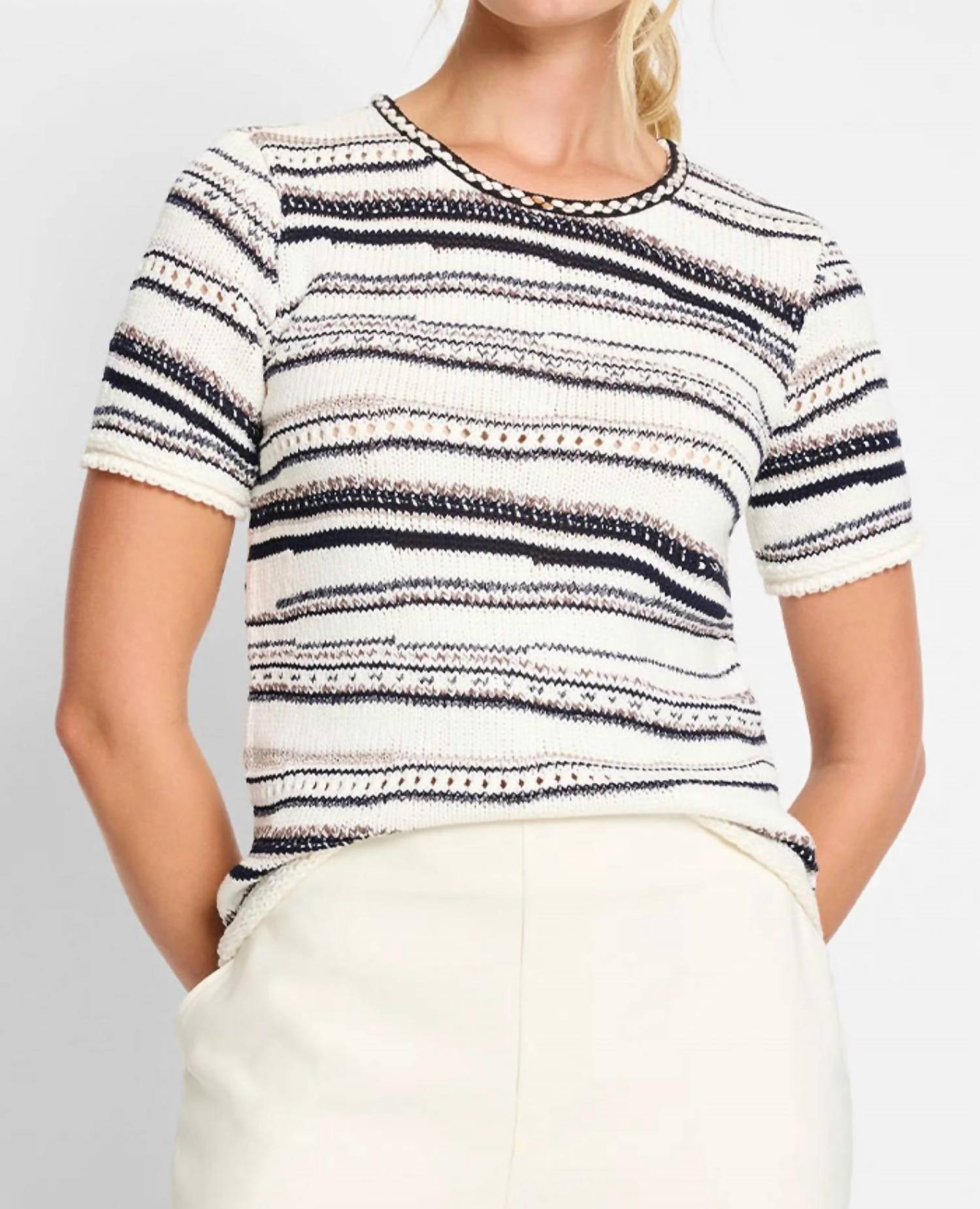 Nzt By Nic+Zoe - Shoreline Mixed Knit Tee