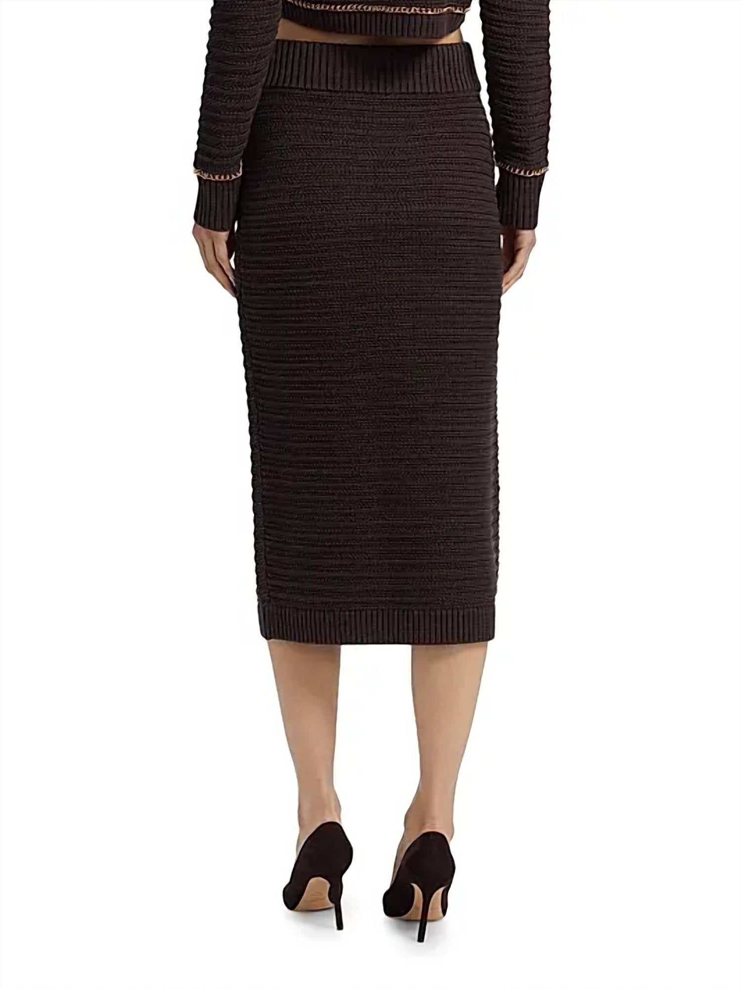 TOCCIN Tani Button Front Skirt in espresso - women's skirt - alternate view