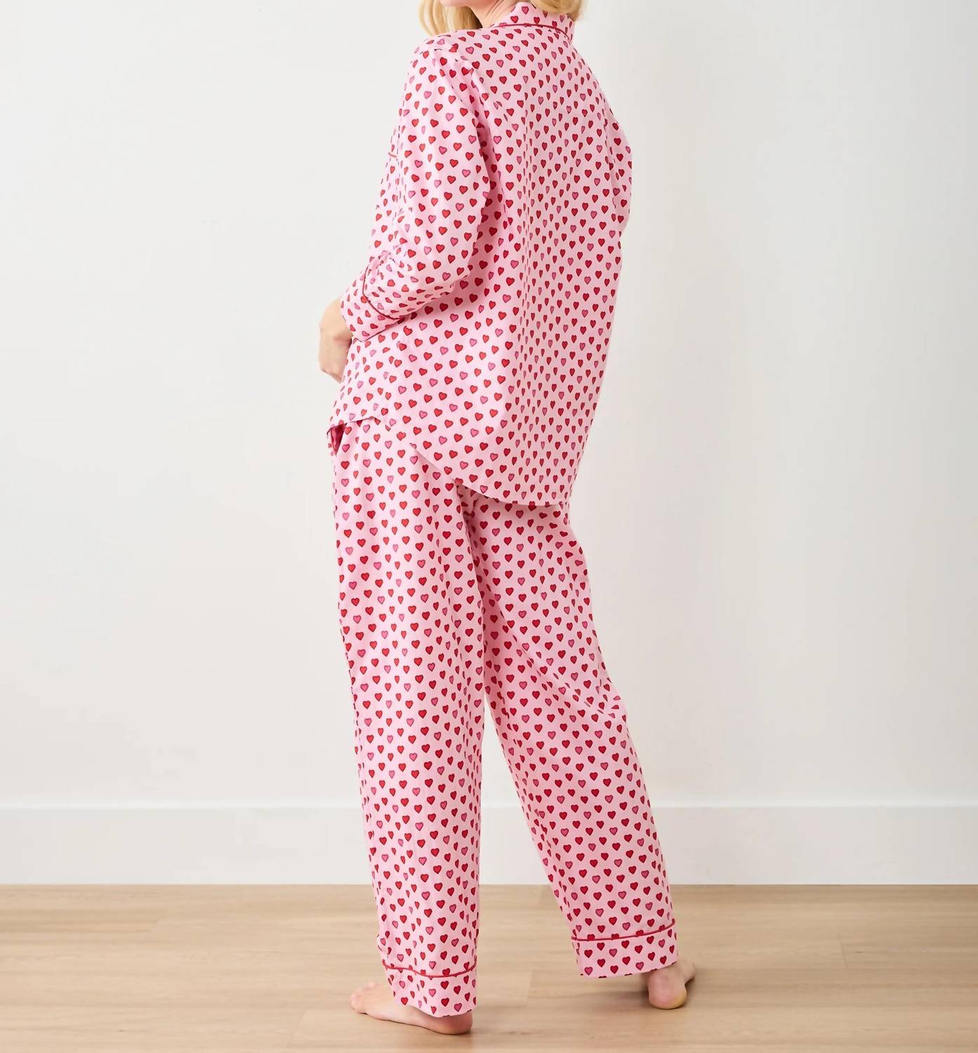 Printfresh Long Sleeve Pajama Set in pink macaron - women's intimate - detail view
