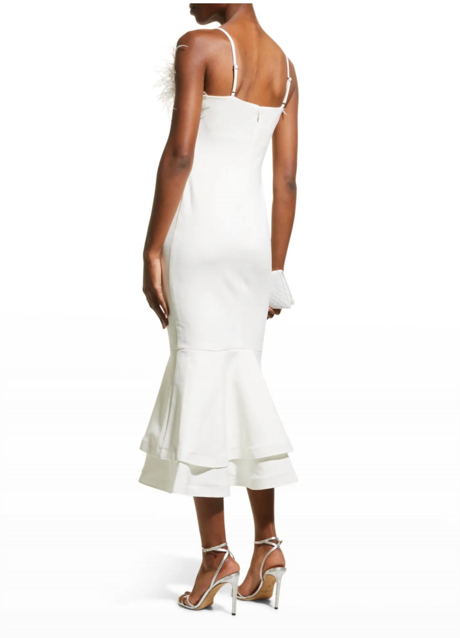 Aurora Feather Trumpet Midi Dress