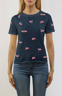 Metric Knits - American Flag Embroidery Tee