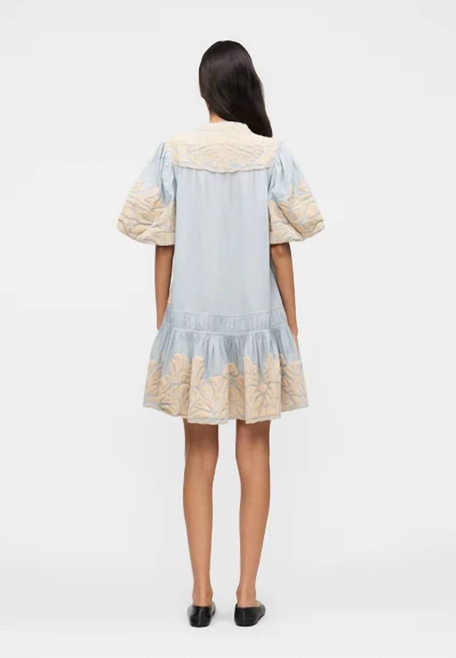 Sea - Alexandra Embroidered Bubble Sleeve Tunic Dress