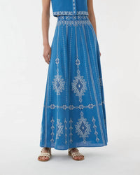 Emporio Sirenuse - Camille Astragal Embroidered Maxi Skirt