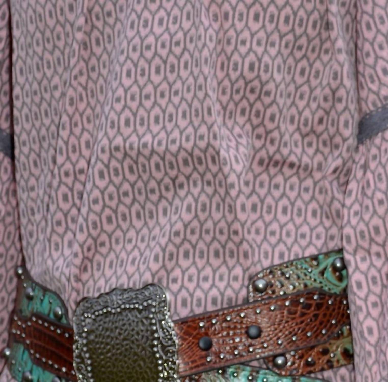 R Cinco Ranch Beeville Tunic in multi - women's shirt - detail view