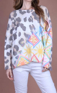 GIGI MODA Celeste Cheetah Print Sweater in white - women's sweater