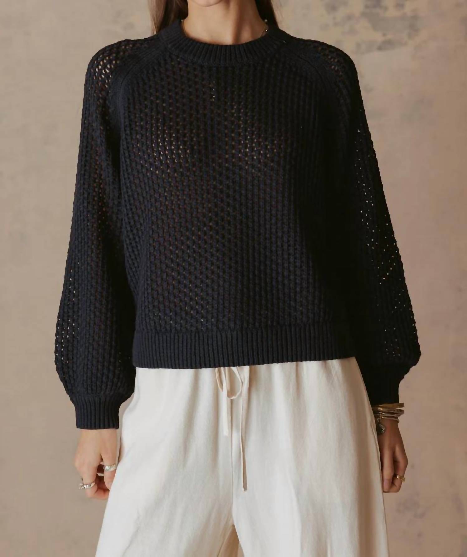 27 Miles Malibu Lanette Sweater in navy - women's sweater